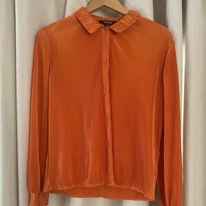 Missguided Orange Button-Down Shirt